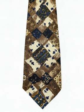 Lorenzo 1964 Silk Brown and Blue Patterned Necktie - Made in Italy